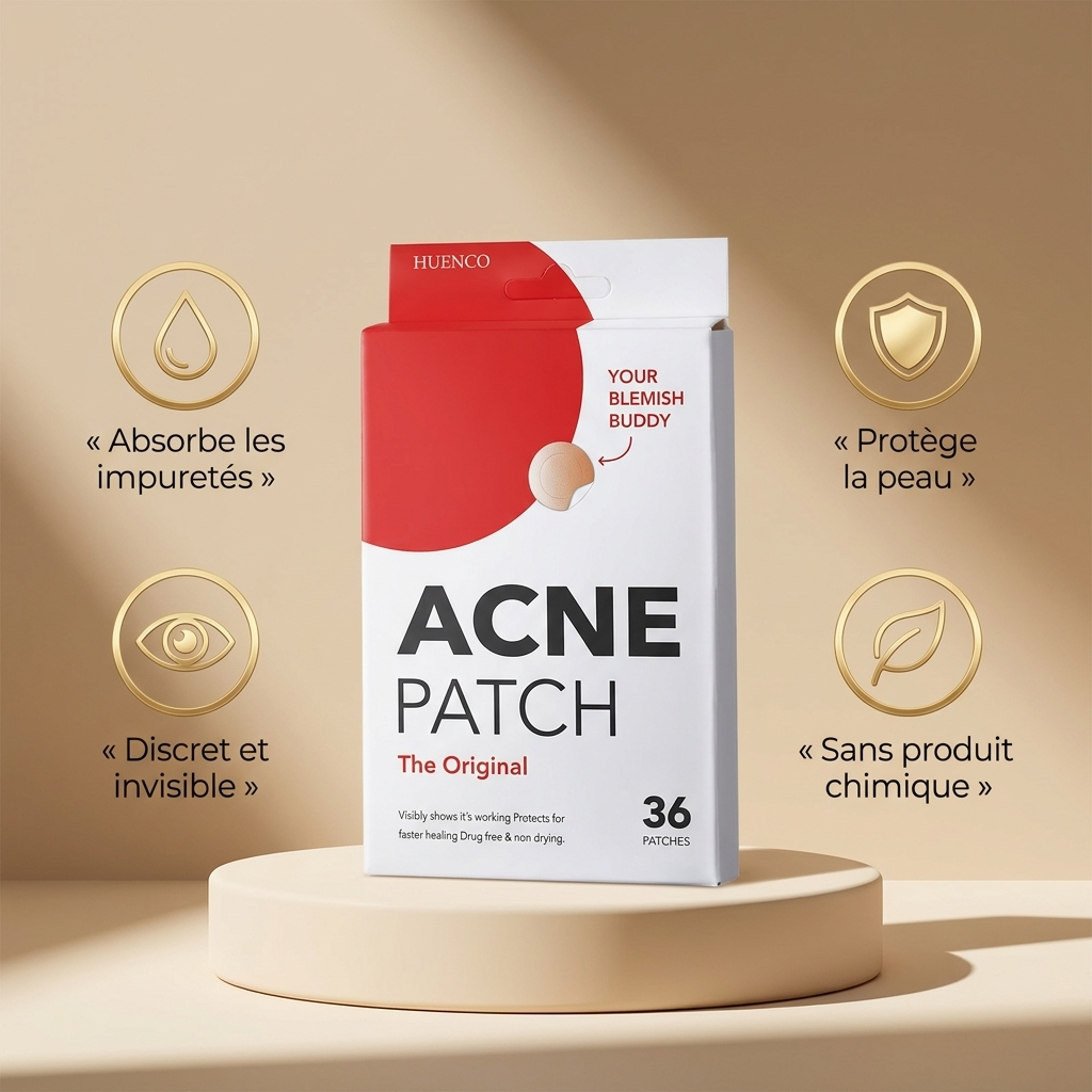 Patch Anti-Boutons Hydrocolloïde HUENCO — Boîte de 36 | Absorbe les Imperfections en 6-8h