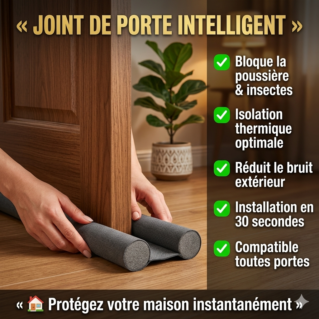 Joint de Porte Adhésif Double Face — Stop Moustiques, Poussière &amp; Bruit | Installation 2 Minutes