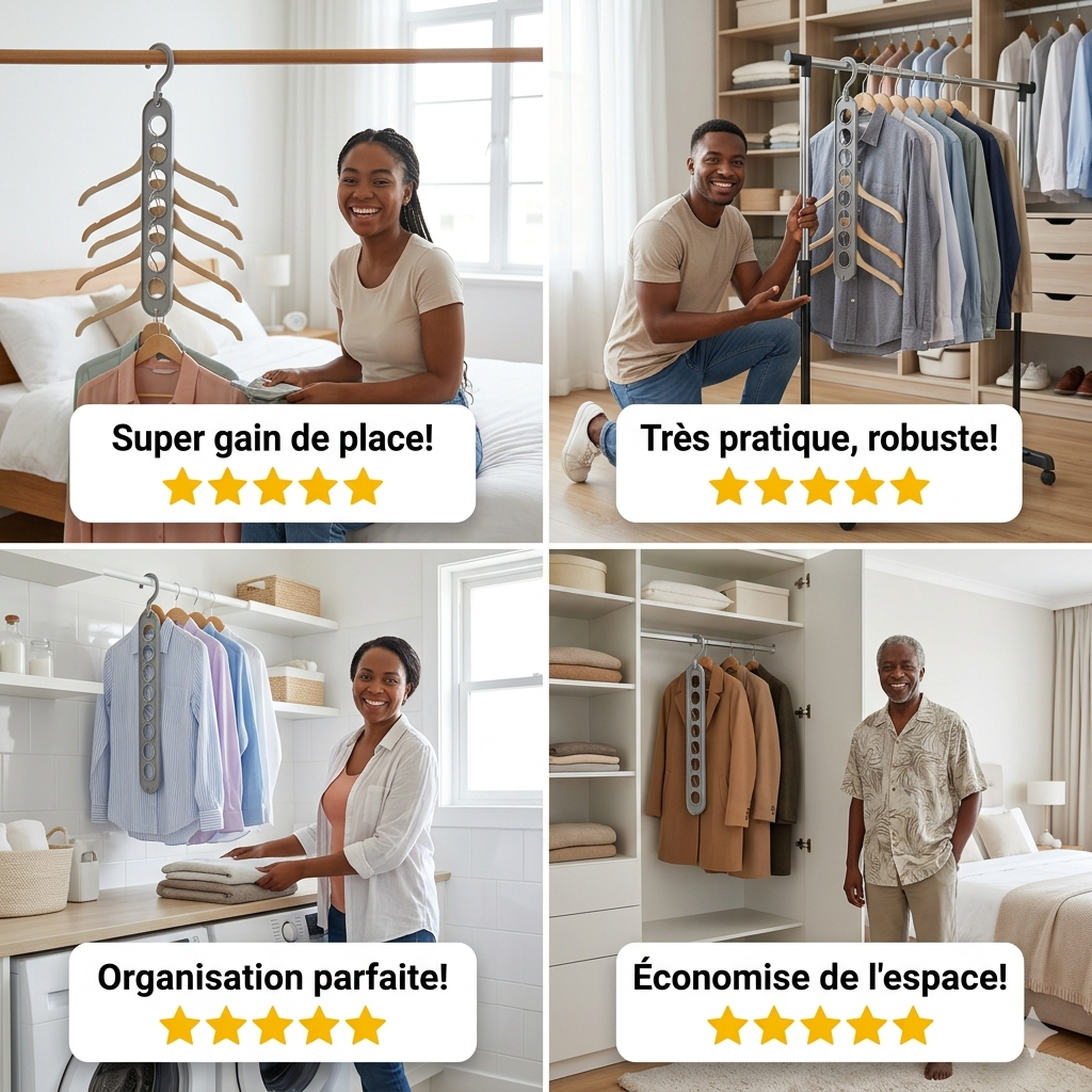Cintre Magique 9-en-1 : Libérez 80% d'Espace dans votre Dressing !