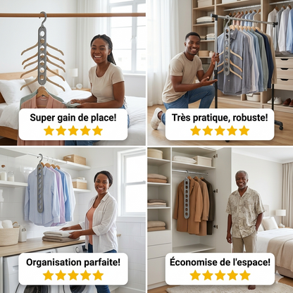 Cintre Magique 9-en-1 : Libérez 80% d'Espace dans votre Dressing !