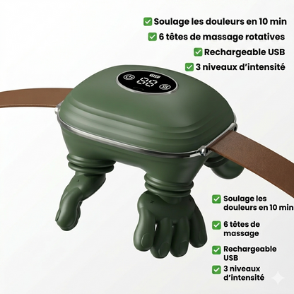Masseur Électrique Intelligent — Soulagement Instantané  des Douleurs de Dos, Nuque & Corps | 6 Têtes Rotatives