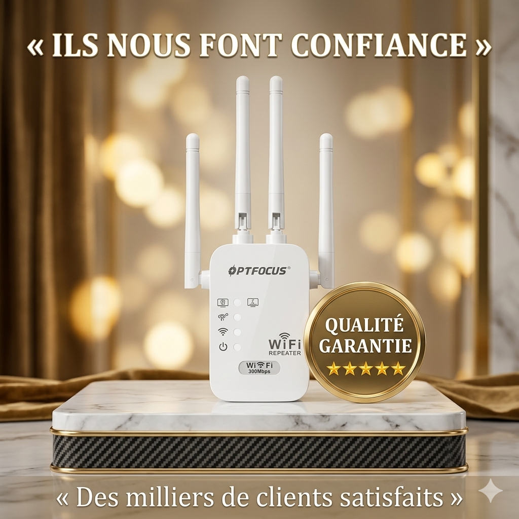 Répéteur WiFi – 4 Antennes, 300 Mbps, 2 Ports LAN | Amplificateur de Signal Longue Portée