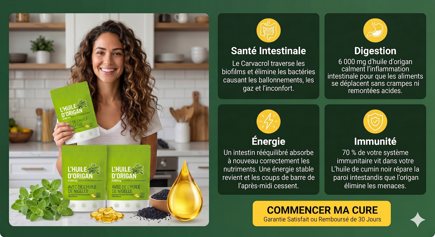 Huile d'origan — Immunité Renforcée & Ventre Léger, Chaque Jour
