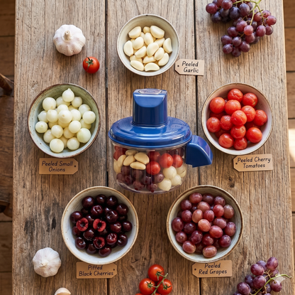 Éplucheur Électrique Automatique Multifonction – Ail, Raisins & Tomates en 30 Secondes