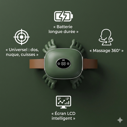Masseur Électrique Intelligent — Soulagement Instantané  des Douleurs de Dos, Nuque & Corps | 6 Têtes Rotatives