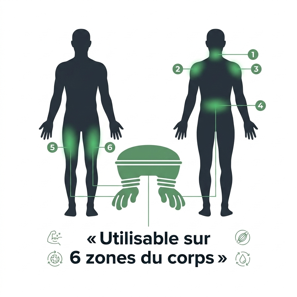Masseur Électrique Intelligent — Soulagement Instantané  des Douleurs de Dos, Nuque & Corps | 6 Têtes Rotatives
