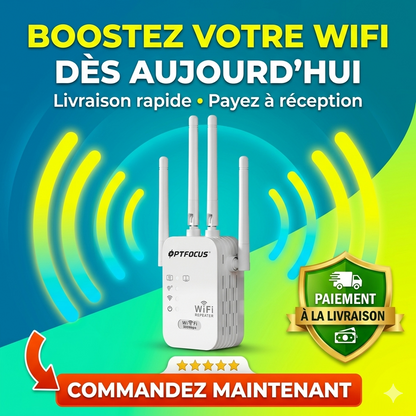 Répéteur WiFi – 4 Antennes, 300 Mbps, 2 Ports LAN | Amplificateur de Signal Longue Portée