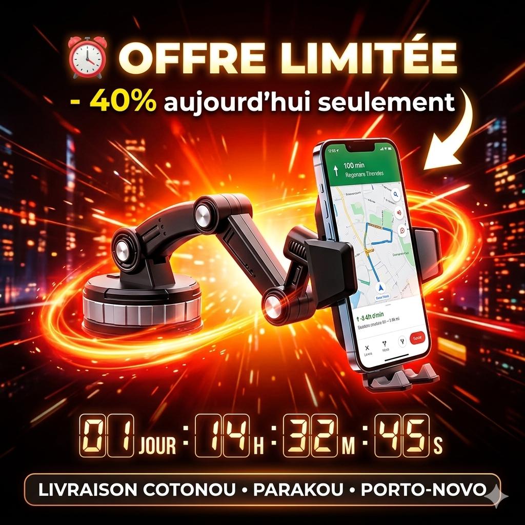 Support Téléphone Bras Robot — Fini le Téléphone qui Tombe ! Le Bras Robot est Arrivé au Bénin 📱🤖