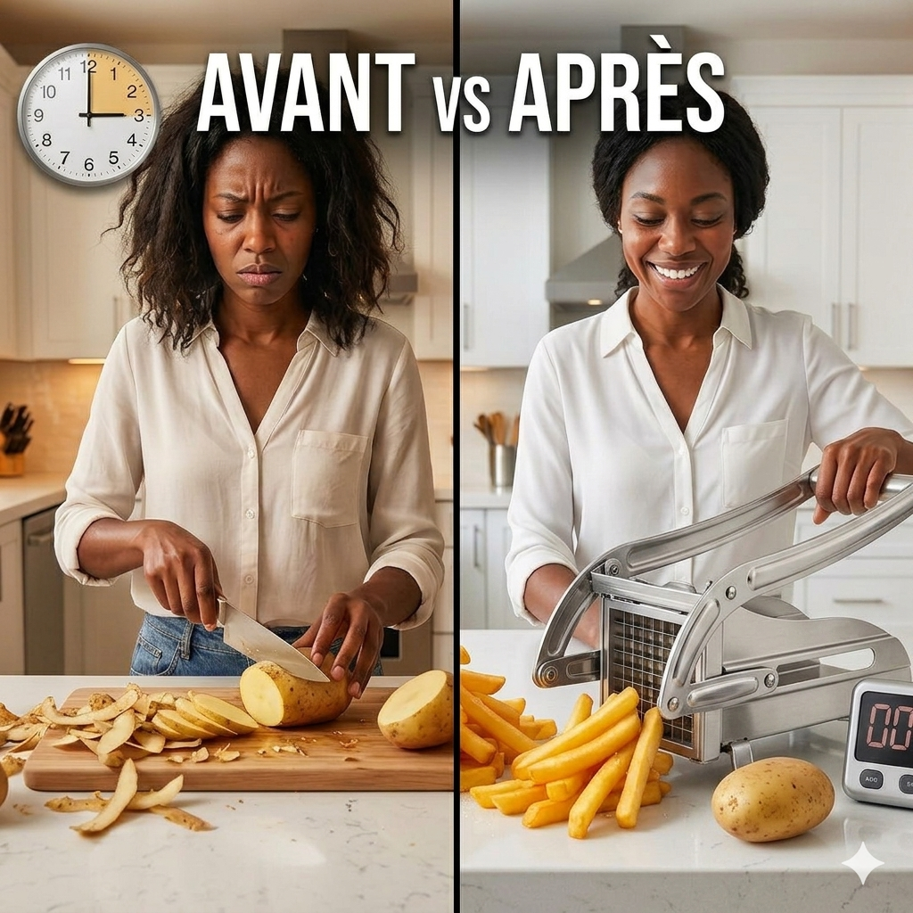 Coupe-Frites Professionnel — Préparez 1kg de Frites en Moins d’1 Minute !