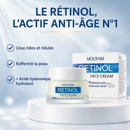 Crème Rétinol 2,5% + Acide Hyaluronique – Anti-Rides & Fermeté 50g