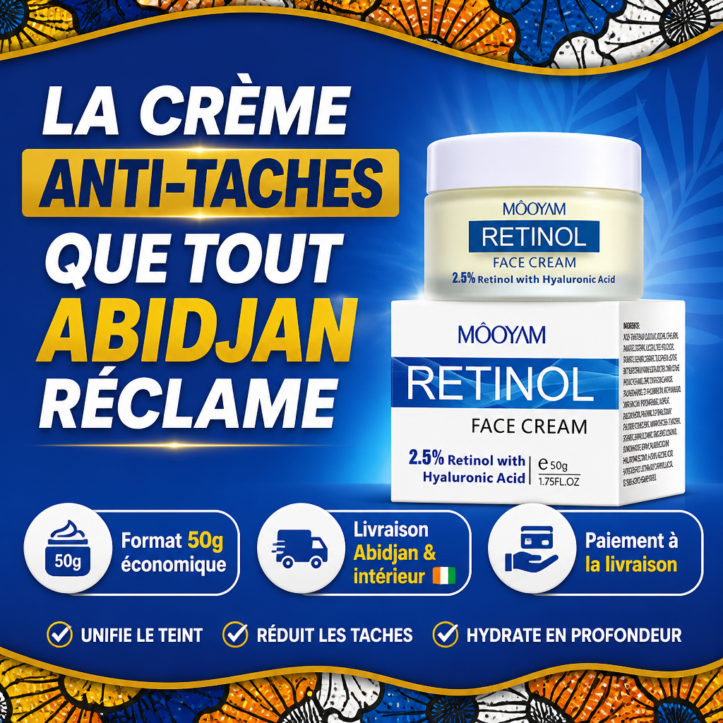 Crème Rétinol 2,5% + Acide Hyaluronique – Anti-Rides & Fermeté 50g