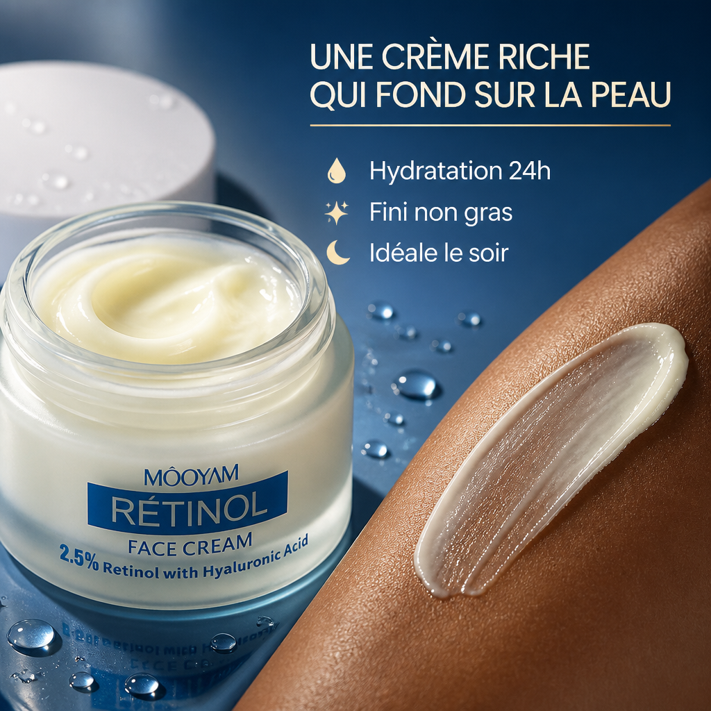 Crème Rétinol 2,5% + Acide Hyaluronique – Anti-Rides & Fermeté 50g