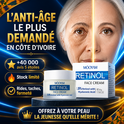 Crème Rétinol 2,5% + Acide Hyaluronique – Anti-Rides & Fermeté 50g