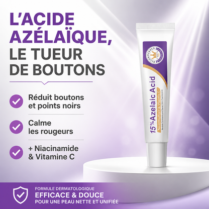 Acide Azélaïque 15% – Crème Anti-Boutons & Anti-Taches (Niacinamide + Vit. C)