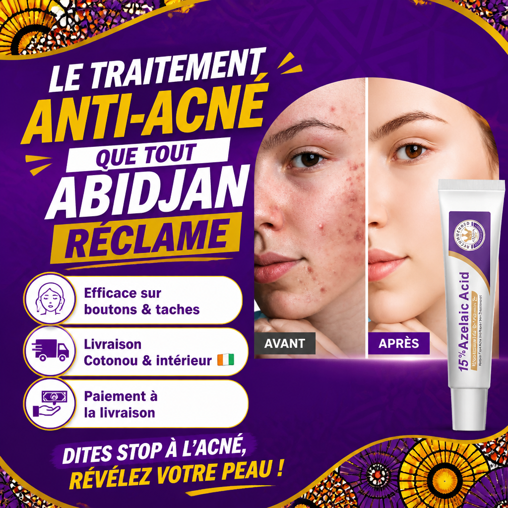 Acide Azélaïque 15% – Crème Anti-Boutons & Anti-Taches (Niacinamide + Vit. C)