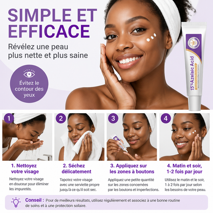 Acide Azélaïque 15% – Crème Anti-Boutons & Anti-Taches (Niacinamide + Vit. C)