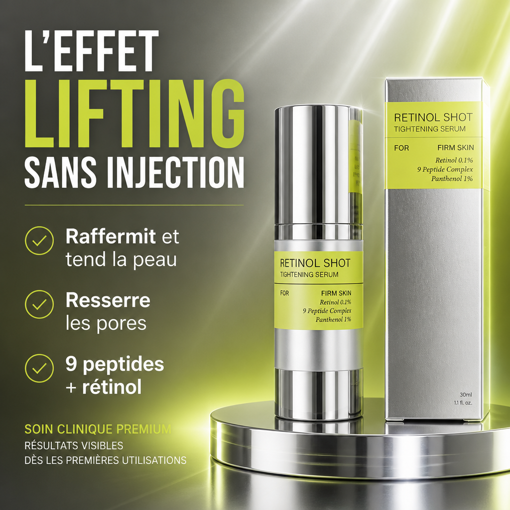 Retinol Shot – Sérum Tenseur Rétinol & 9 Peptides – Effet Lifting 30ml