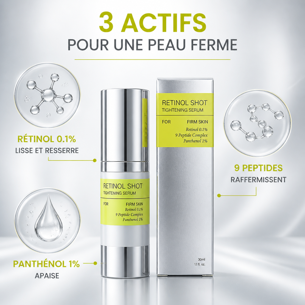 Retinol Shot – Sérum Tenseur Rétinol & 9 Peptides – Effet Lifting 30ml