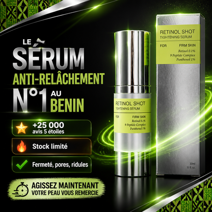 Retinol Shot – Sérum Tenseur Rétinol & 9 Peptides – Effet Lifting 30ml