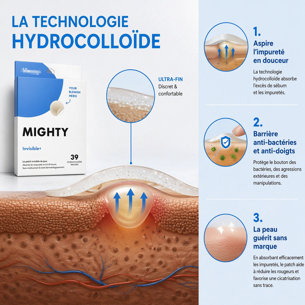 MIGHTY Invisible+ – 39 Patchs Hydrocolloïdes Anti-Boutons Invisibles
