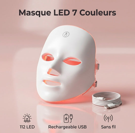 Masque LED Visage 7 Couleurs – Peau Nette & Éclatante à la Maison